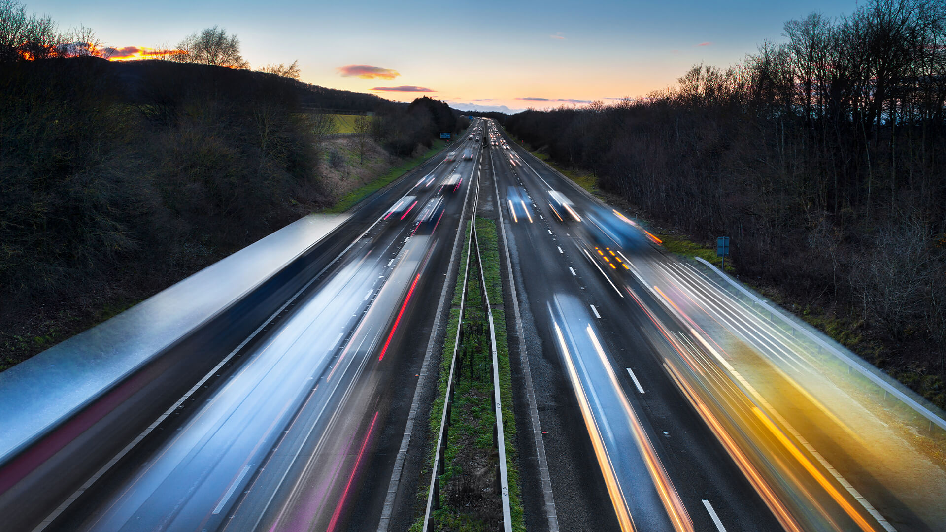 Time lapse blur of cars on a UK motorway