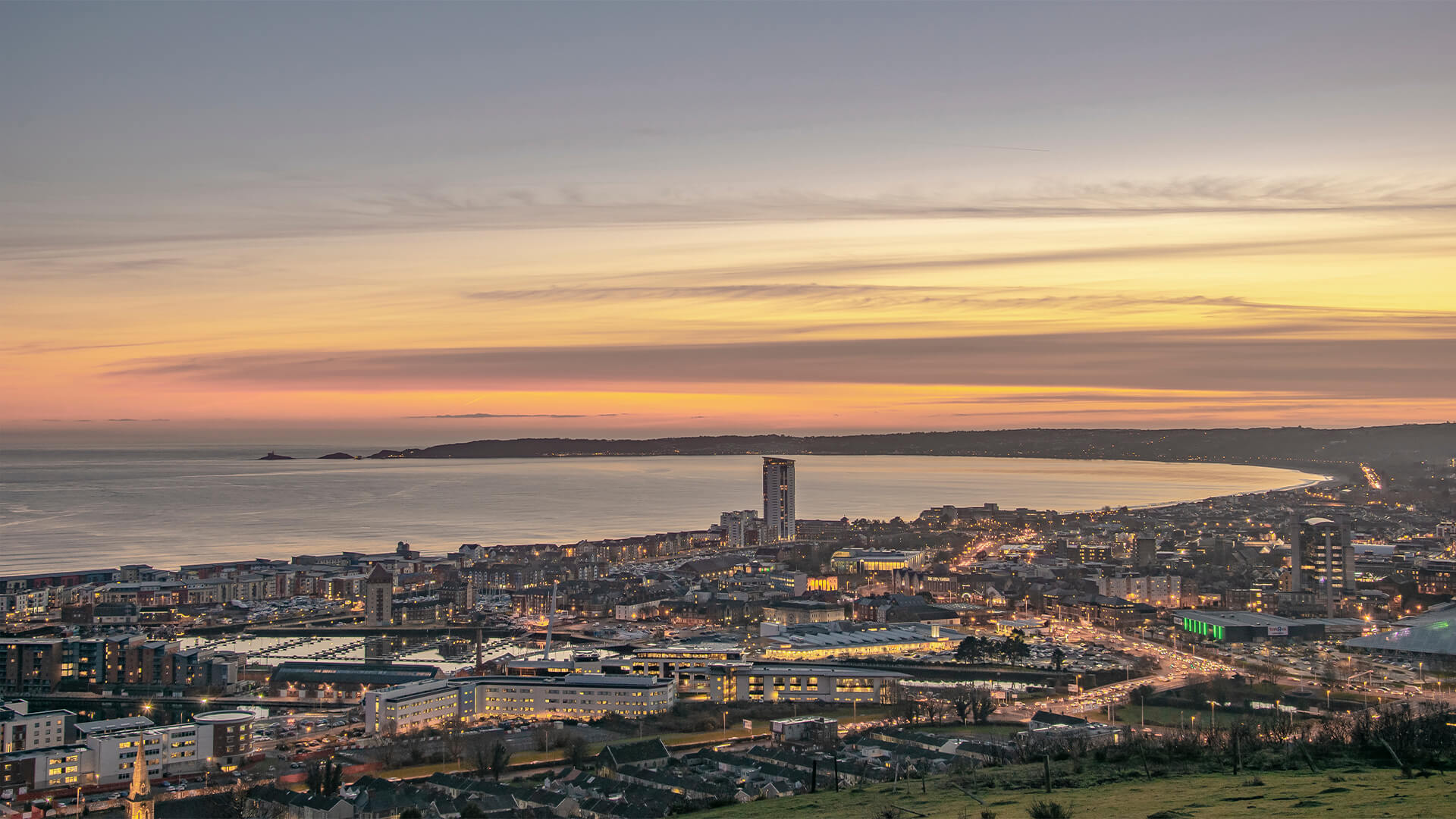 Swansea at sunset