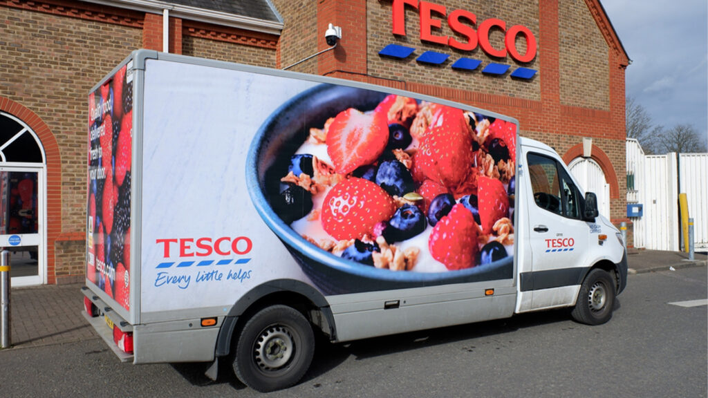 tesco van outside of tesco