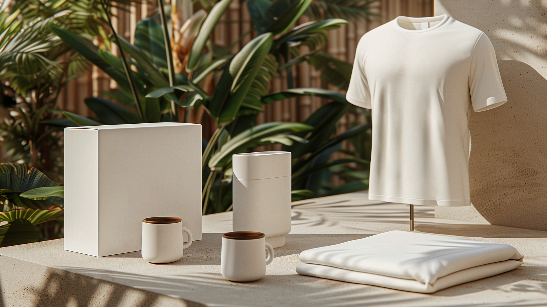 Minimalist Outdoor Merchandising Display with Various Products